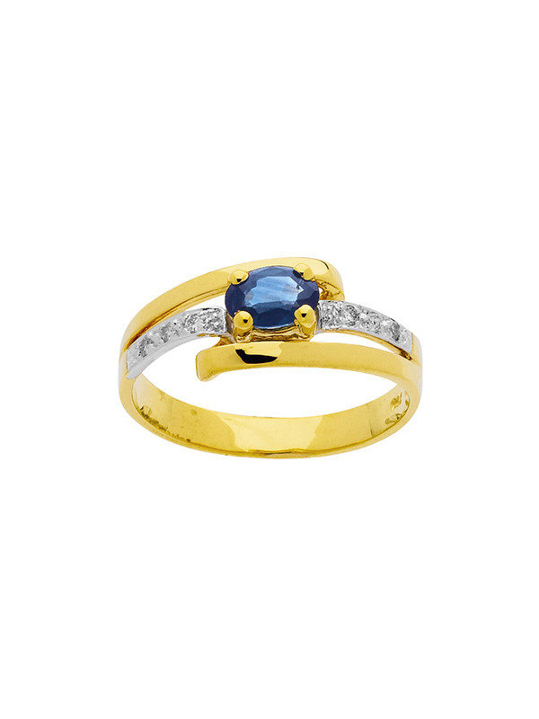 Bague Or jaune, Saphir et Diamants