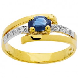 Bague Or jaune, Saphir et Diamants