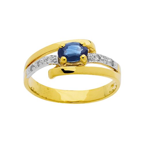 Bague Or jaune, Saphir et Diamants