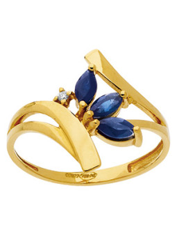 Bague Or jaune, Saphir et Diamants