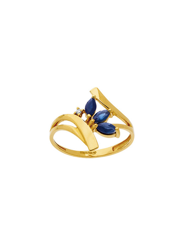 Bague Or jaune, Saphir et Diamants