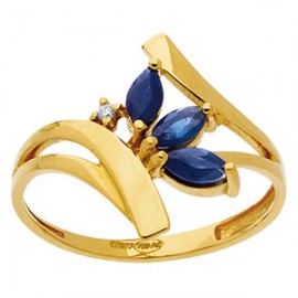 Bague Or jaune, Saphir et Diamants