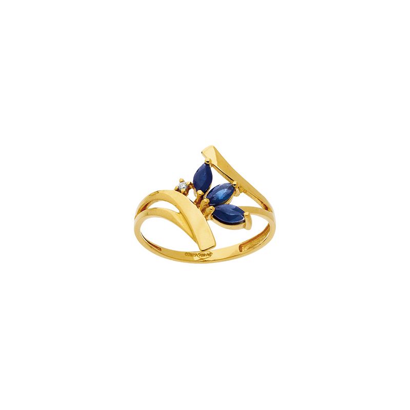 Bague Or jaune, Saphir et Diamants