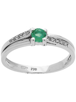 Bague Or blanc, Emeraude et Diamants