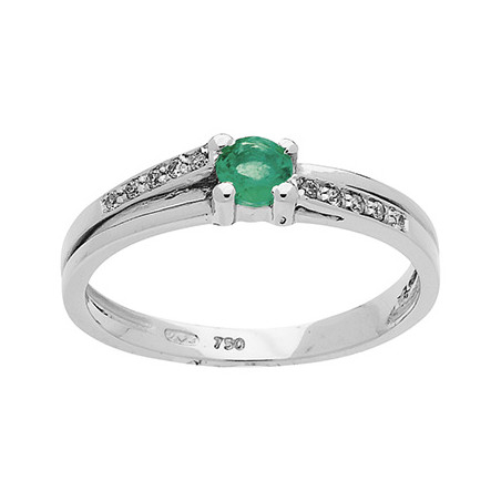 Bague Or blanc, Emeraude et Diamants