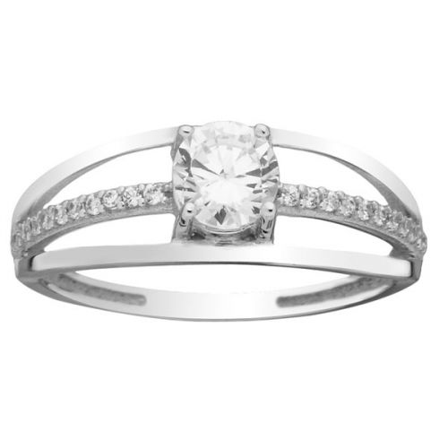 Bague solitaire Or blanc et oxydes