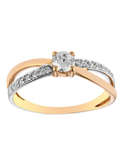 Bague solitaire Or rose et oxydes