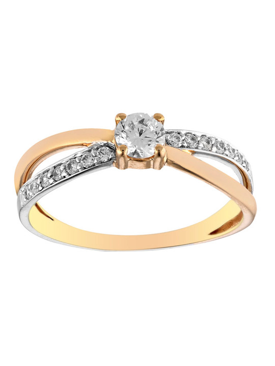 Bague solitaire Or rose et oxydes