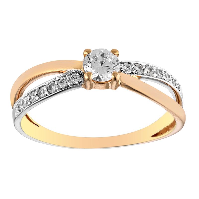 Bague solitaire Or rose et oxydes