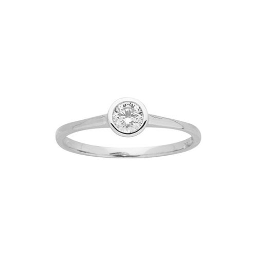 Bague solitaire Or et oxyde de zirconium