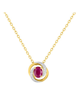 Collier Or jaune, rubis et oxydes