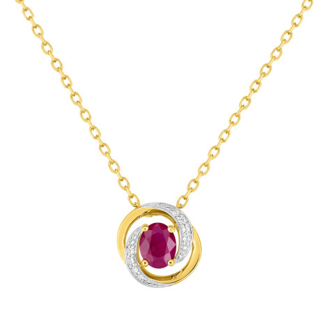 Collier Or jaune, rubis et oxydes