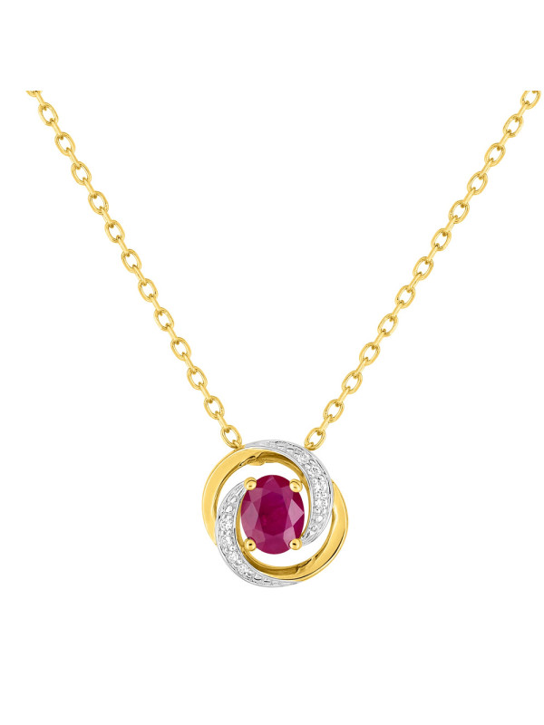 Collier Or jaune, rubis et oxydes
