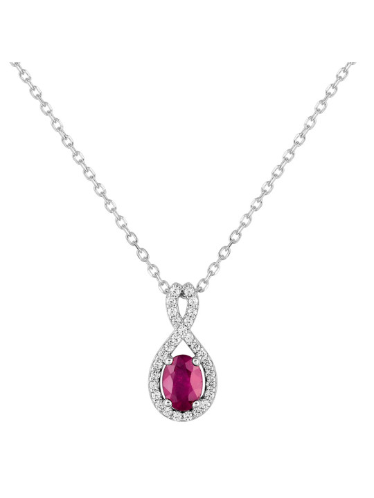 Collier Or blanc, rubis et oxydes