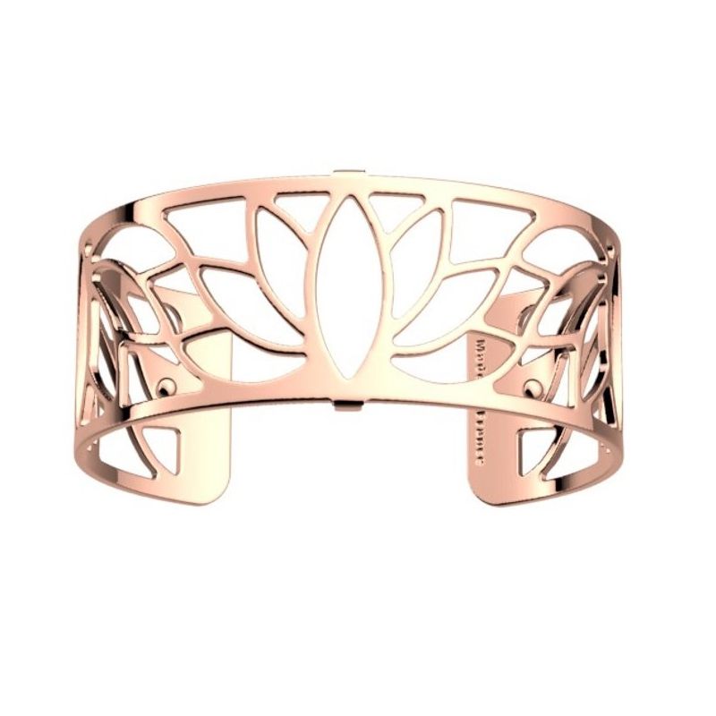 Bracelet manchette Les Georgettes motif lotus finition Or rose medium