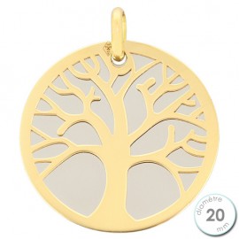 Pendentif Or jaune et acier arbre de vie