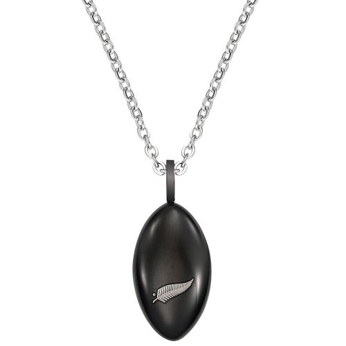 Collier homme All Blacks ballon de rugby noir acier