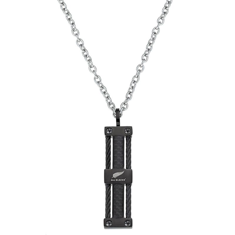 Collier homme All Blacks acier et carbone