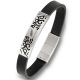 Bracelet homme All Blacks cuir noir plaque acier tribal