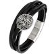 Bracelet homme All Blacks cuir noir multi-lanières