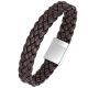 Bracelet homme All Blacks cuir marron tressé