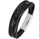 Bracelet homme All Blacks cuir noir multi-lanières