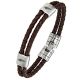 Bracelet homme All Blacks cuir marron tressé et acier