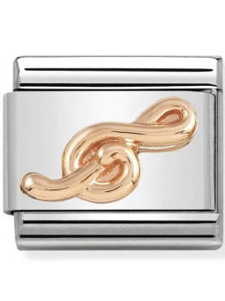 Maillon Nomination classic relief clé de sol Or rose