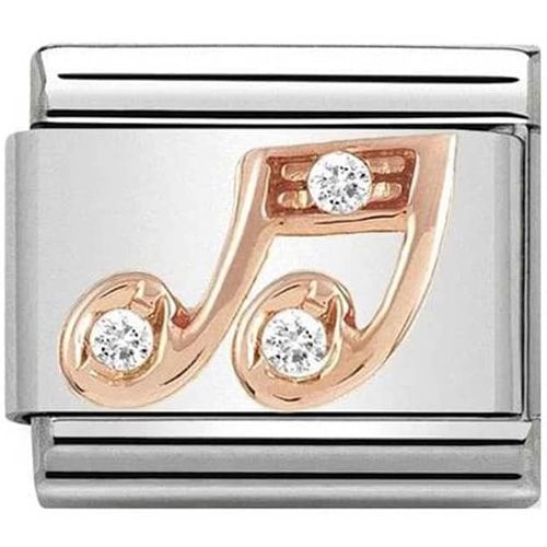 Maillon Nomination classic note de musique et oxyde Or rose