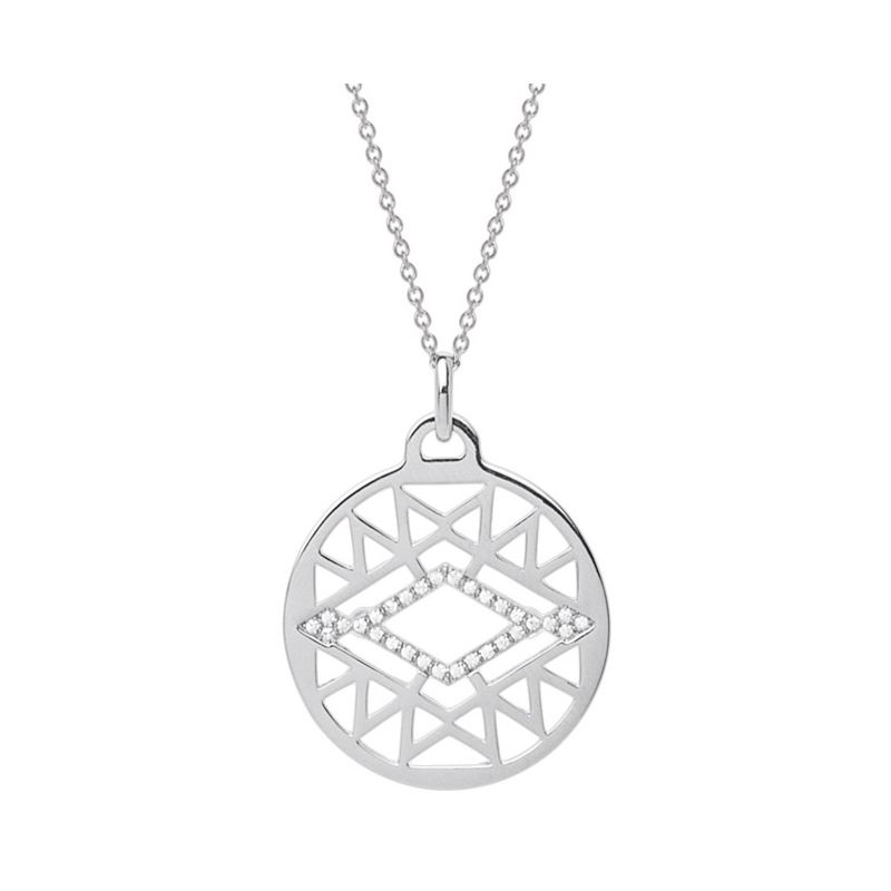 Collier femme Les Georgettes précieuses finition Argent motif sioux diamètre 25 mm