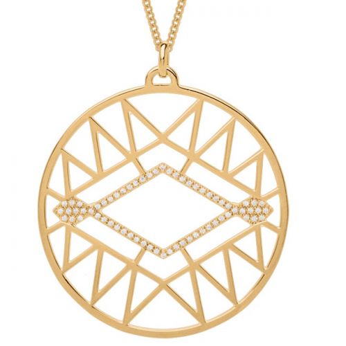 Collier femme Les Georgettes précieuses finition Or jaune motif sioux diamètre 45 mm