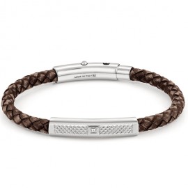 Bracelet Nomination acier et cuir marron