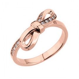 Bague plaqué Or rose et oxyde de zirconium motif noeud