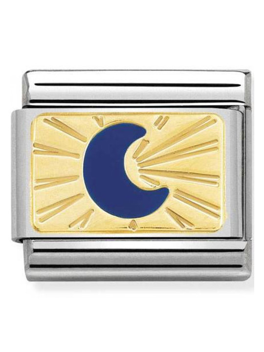 Maillon Nomination classic lune bleue en or
