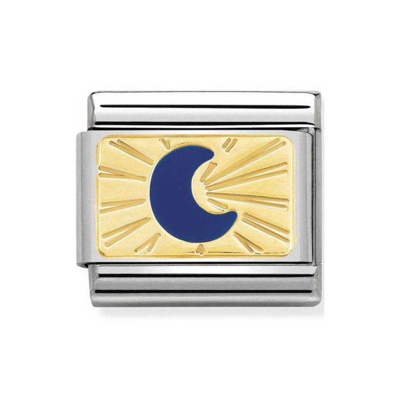Maillon Nomination classic lune bleue en or