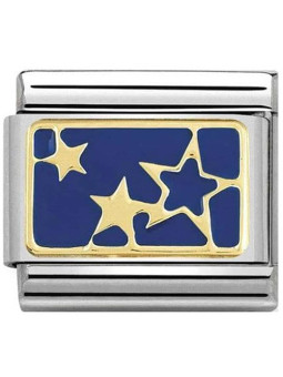 Maillon Nomination classic étoiles bleues en or