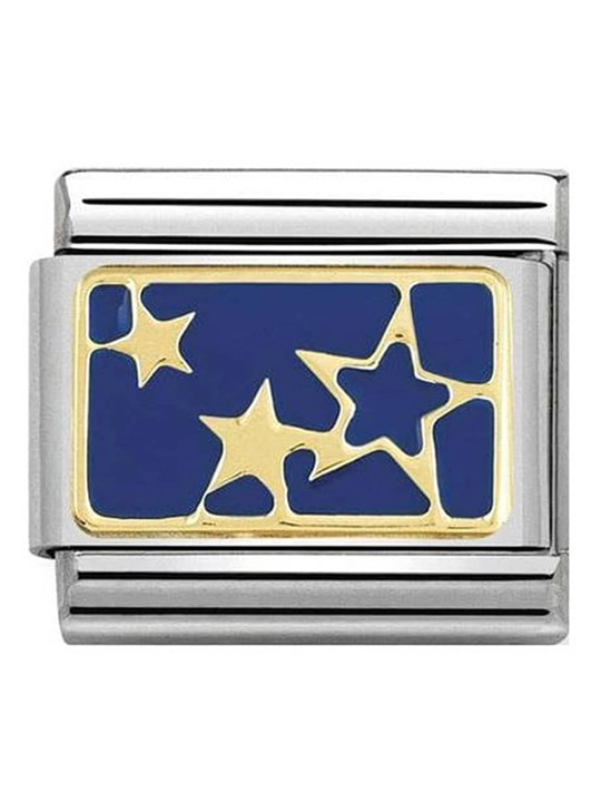 Maillon Nomination classic étoiles bleues en or
