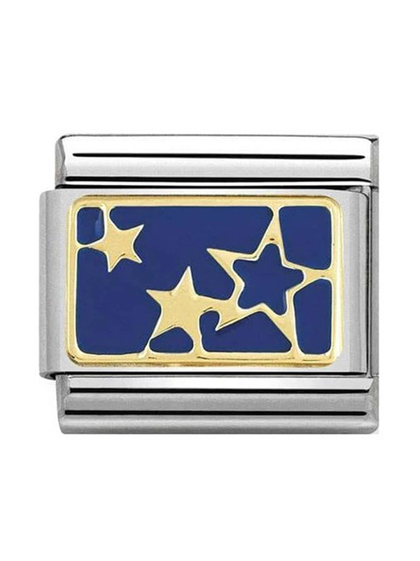 Maillon Nomination classic étoiles bleues en or