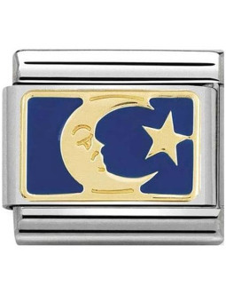 Maillon Nomination classic lune et étoile bleue en or