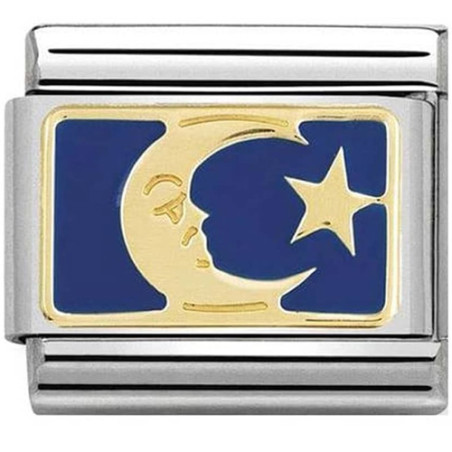 Maillon Nomination classic lune et étoile bleue en or