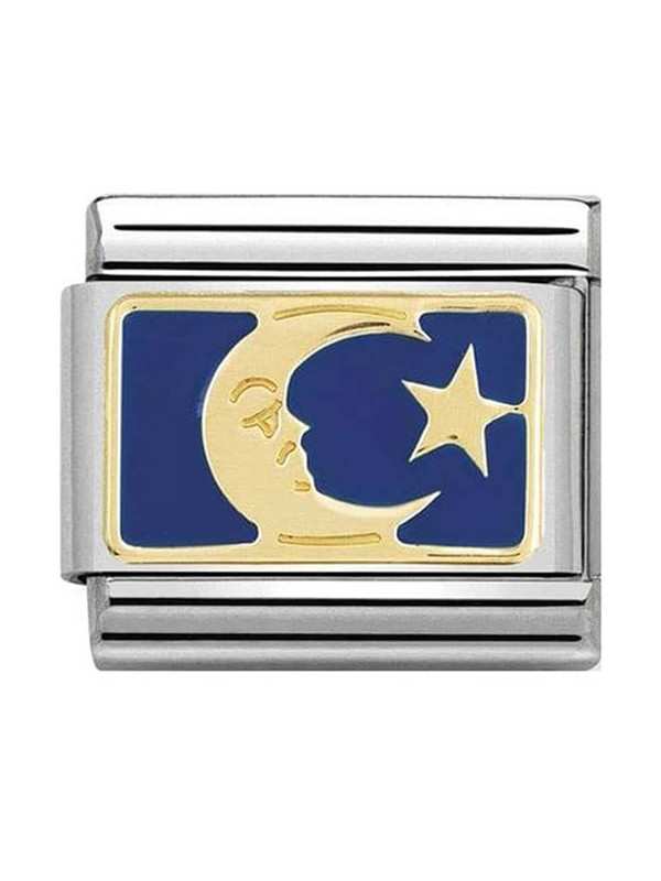 Maillon Nomination classic lune et étoile bleue en or