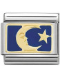 Maillon Nomination classic lune et étoile bleue en or