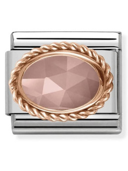 Maillon Nomination classic Or rose pierre facetée rose