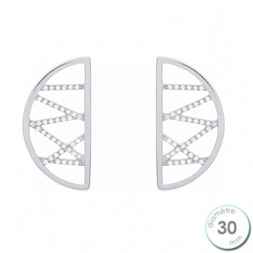Boucles d'oreilles Les Georgettes précieuses motif liens finition argent diamètre 30 mm