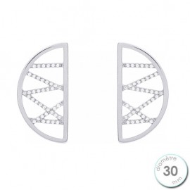 Boucles d'oreilles Les Georgettes précieuses motif liens finition argent diamètre 30 mm