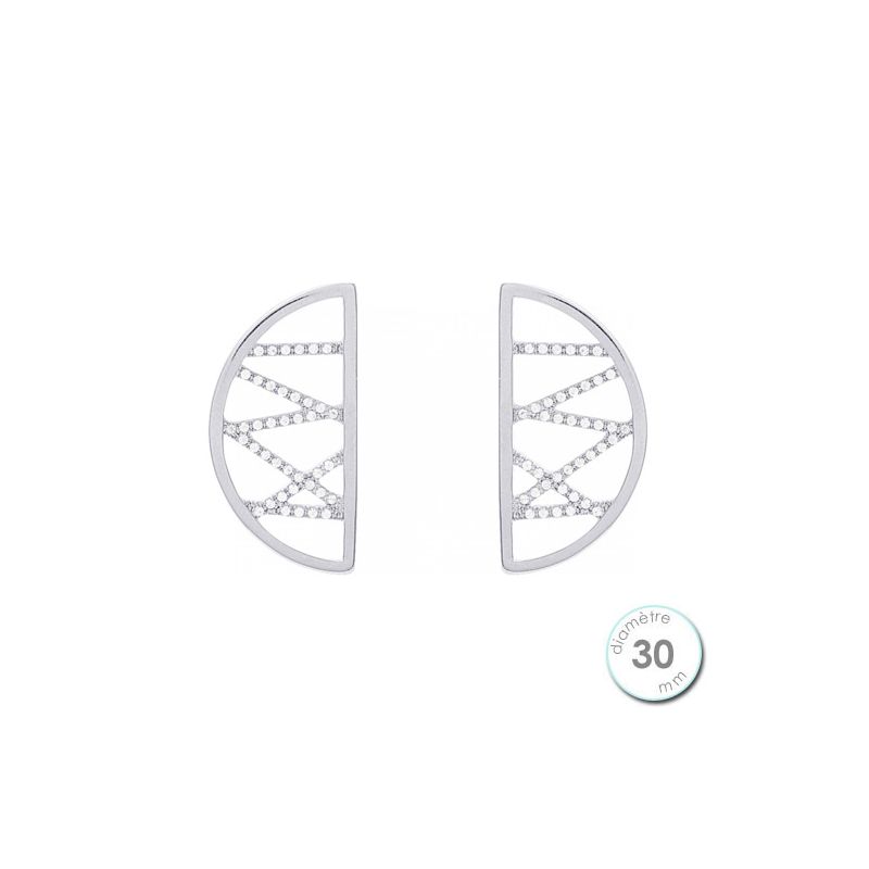 Boucles d'oreilles Les Georgettes précieuses motif liens finition argent diamètre 30 mm