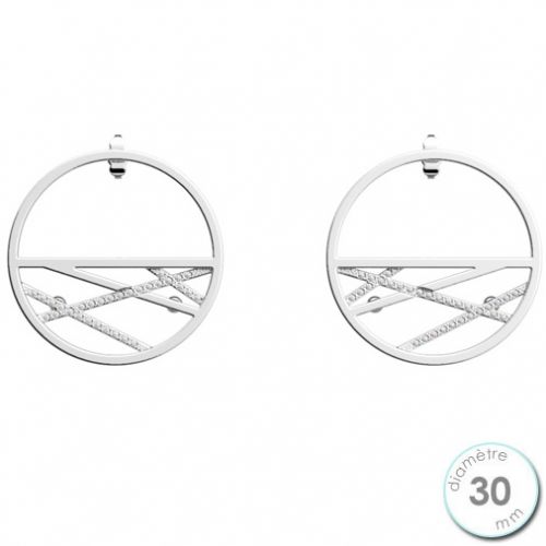 Boucles d'oreilles Les Georgettes précieuses petites créoles motif liens finition argent 