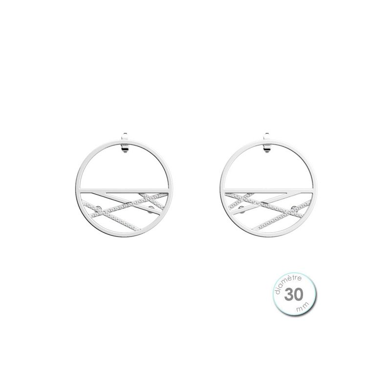 Boucles d'oreilles Les Georgettes précieuses petites créoles motif liens finition argent 