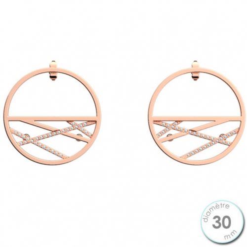 Boucles d'oreilles Les Georgettes précieuses petites créoles motif liens finition Or rose