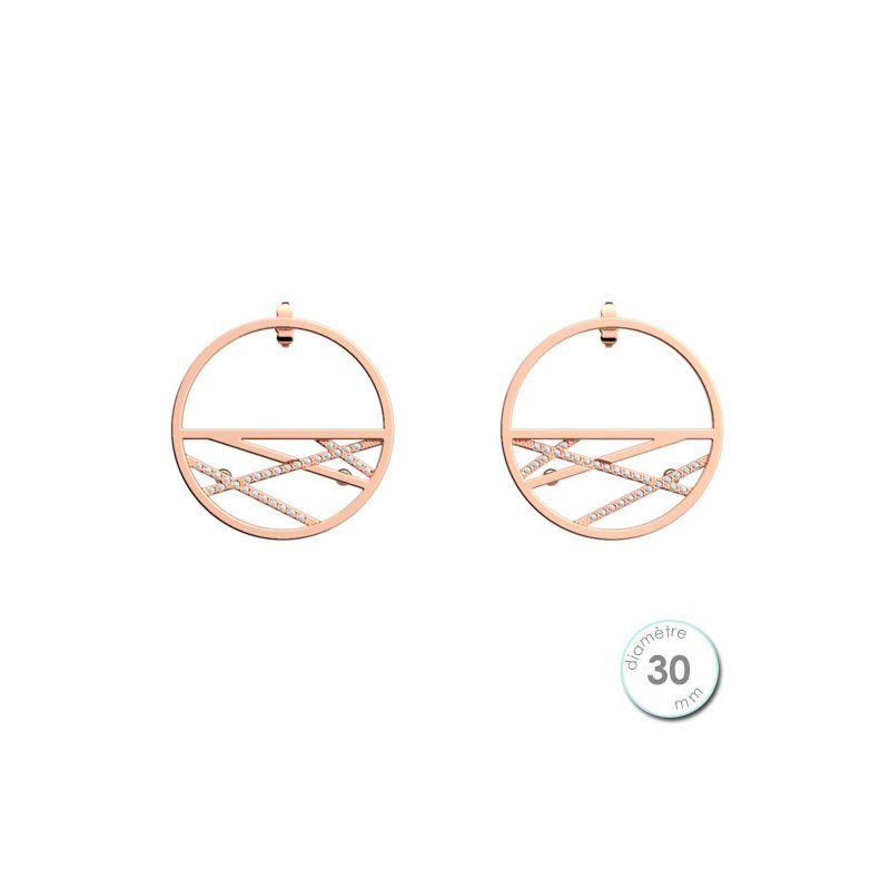 Boucles d'oreilles Les Georgettes précieuses petites créoles motif liens finition Or rose